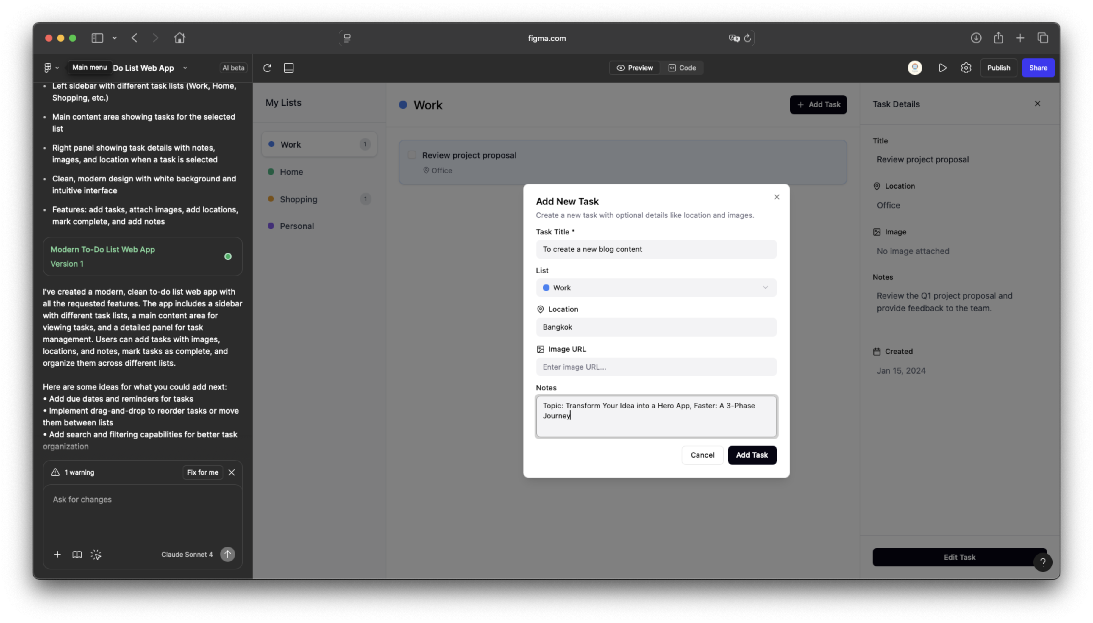 Add New Task Popup