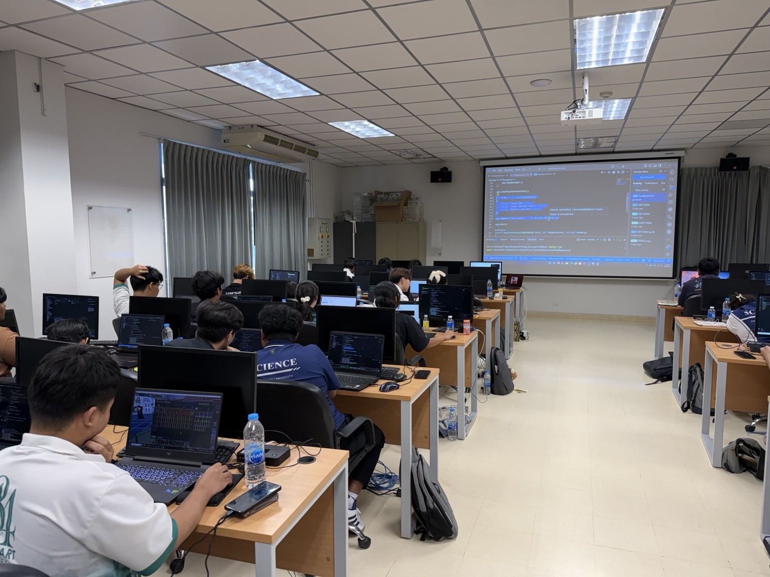 Students building their applications in the computer laboratory