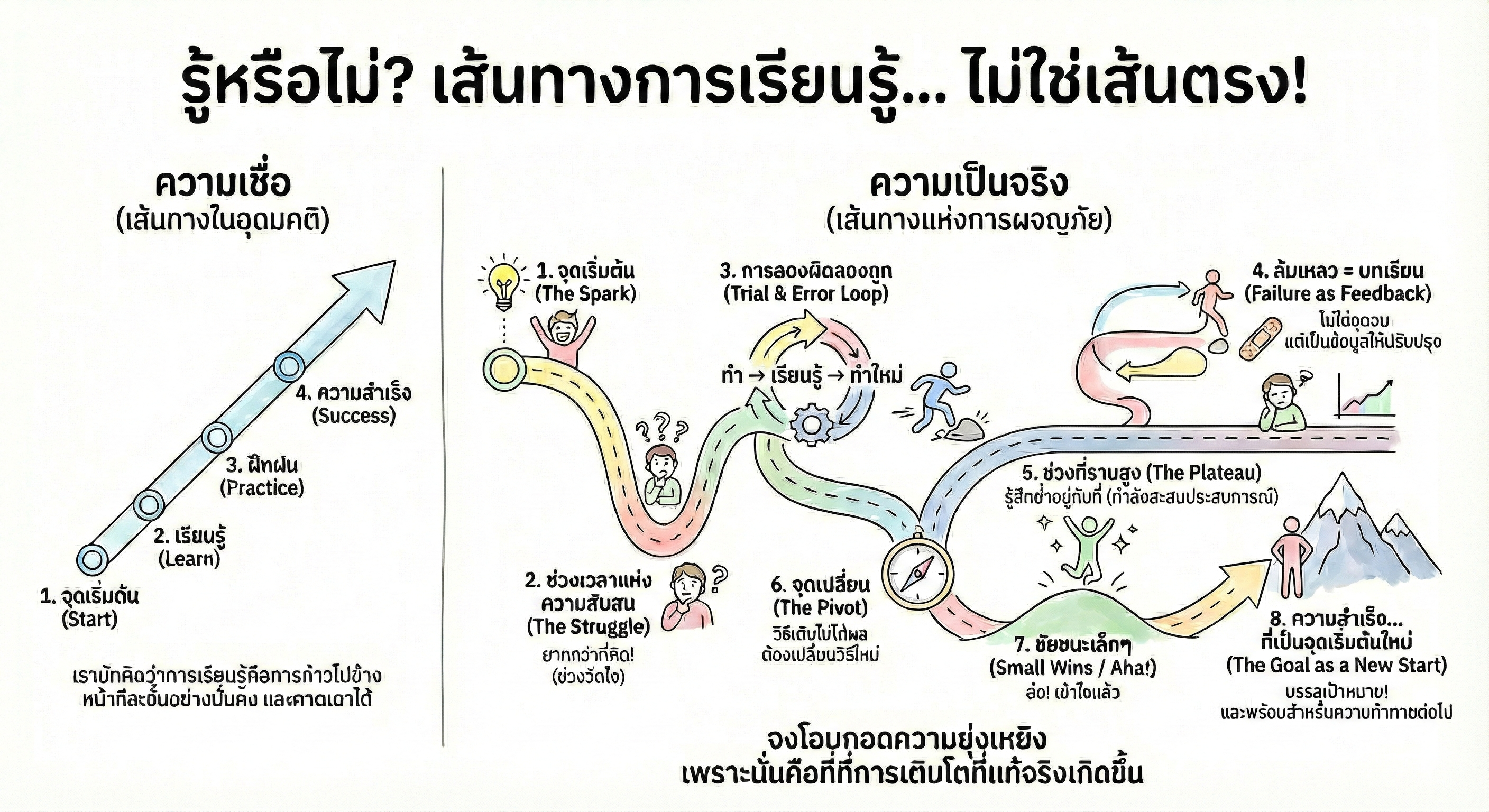 Infographic เปรียบเทียบเส้นทางการเรียนรู้